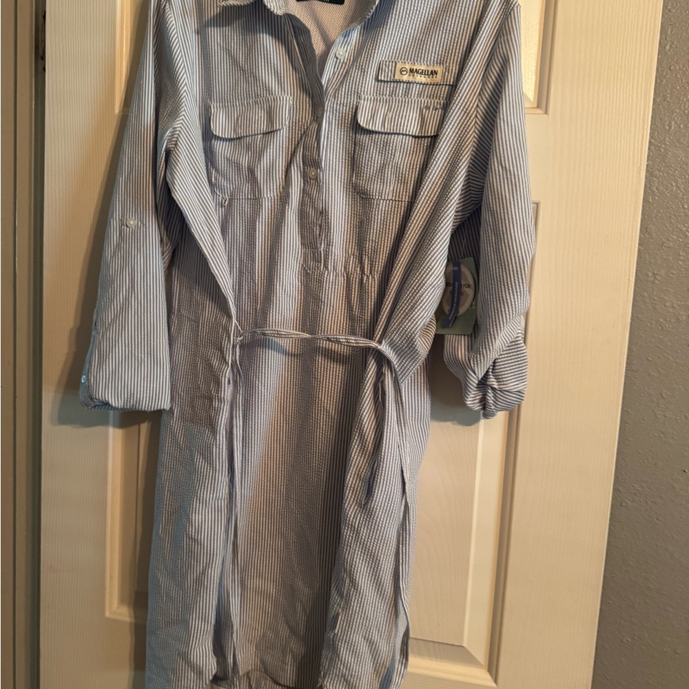Magellan Blue Striped Shirt Dress